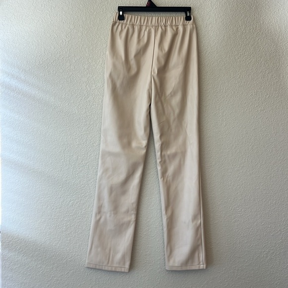 Shade of Blonde cream faux leather straight leg slit pants size medium NWT - Picture 3 of 7
